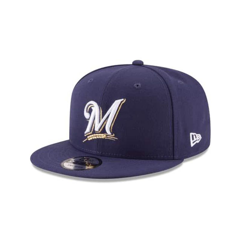 MLB Milwaukee Brewers Team Color Basic 9Fifty Snapback (XVM6452) - Blue New Era Caps